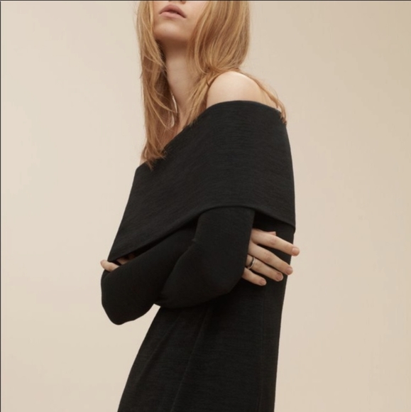 Aritzia Wilfred Free Amilna Off the Shoulder Black Dress - Picture 2 of 7
